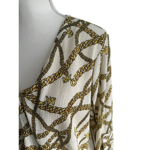 MICHAEL KORS Gold Chain Print Top Size Medium - Picture 2 of 8